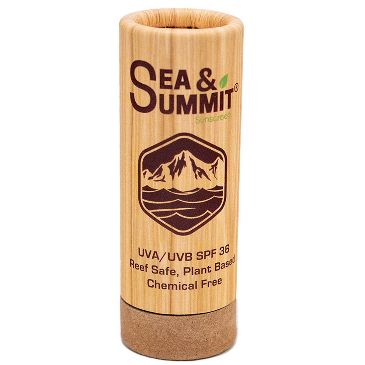 Sea & Summit's classic SPF 36 natural sunscreen face stick on a white stock background.